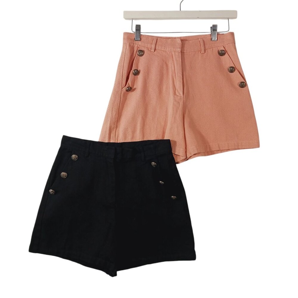 Ice Bird Shorts, 2 Pair,  Size Small,  Black & Dusty Peach, Nautical Pockets